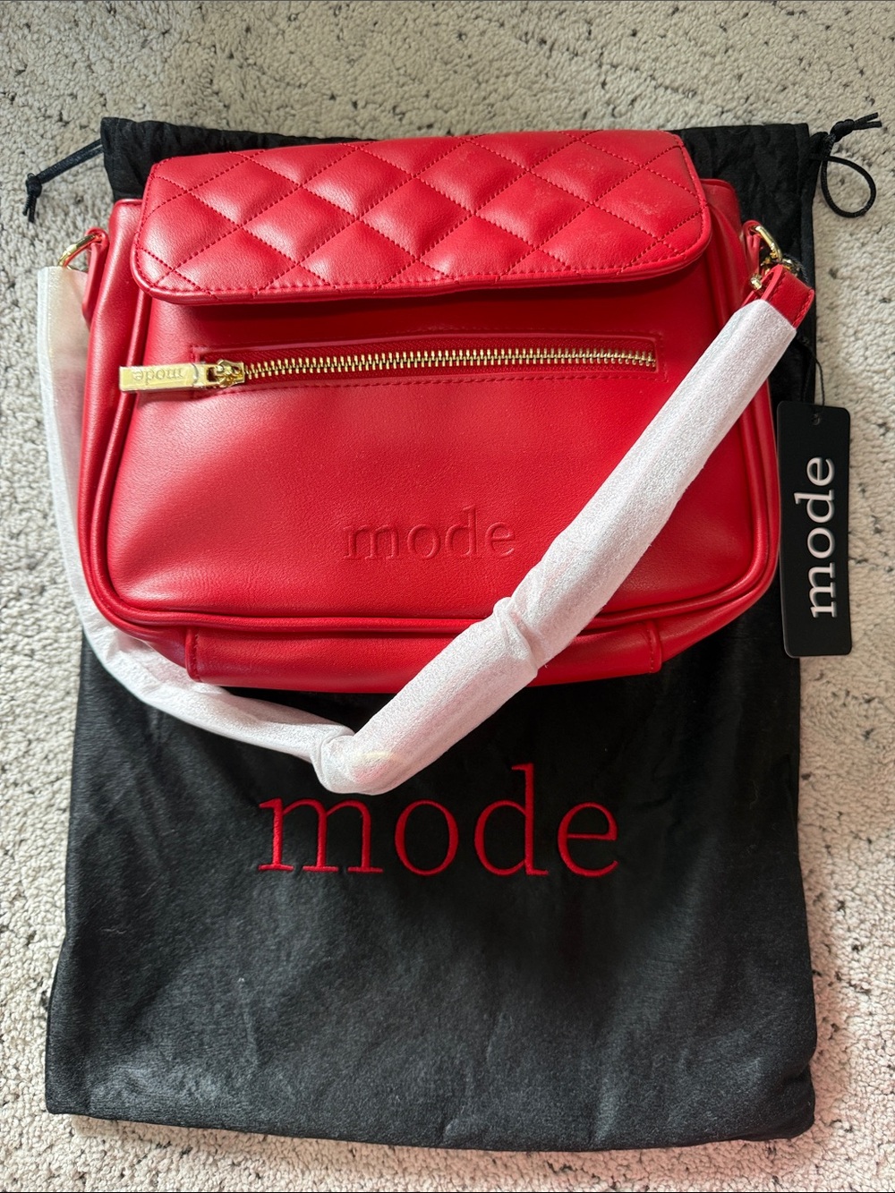 Crimson Mode Quilted Flap Red Crossbody Bag